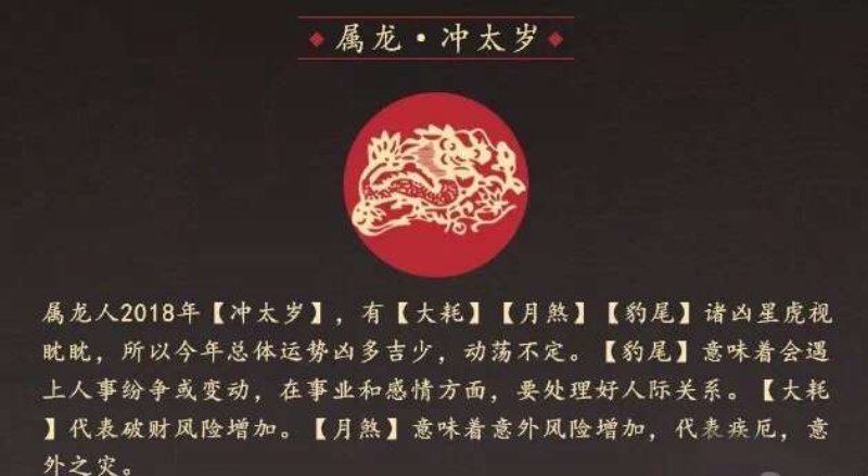 2018年戊戌太岁龙、羊、牛、鸡、狗详解