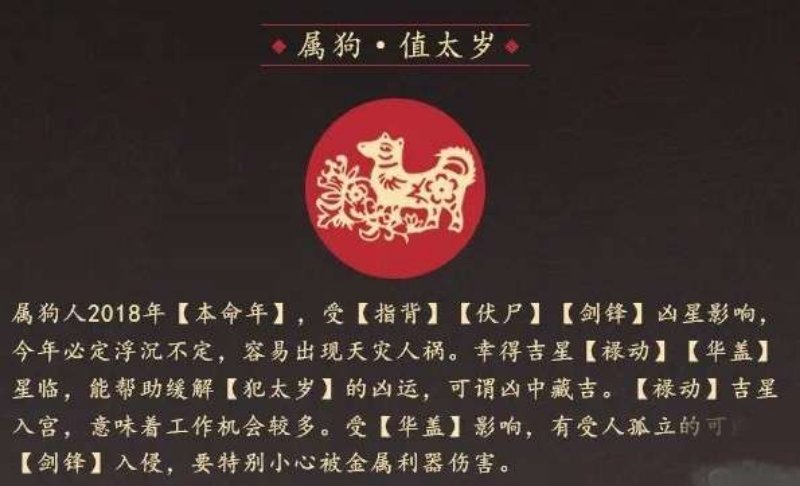 2018年戊戌太岁龙、羊、牛、鸡、狗详解