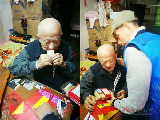 会员到老人家中送上重阳糕