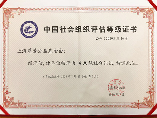 上海慈爱公益基金会荣获“中国社会组织评估4A等级”-道音文化