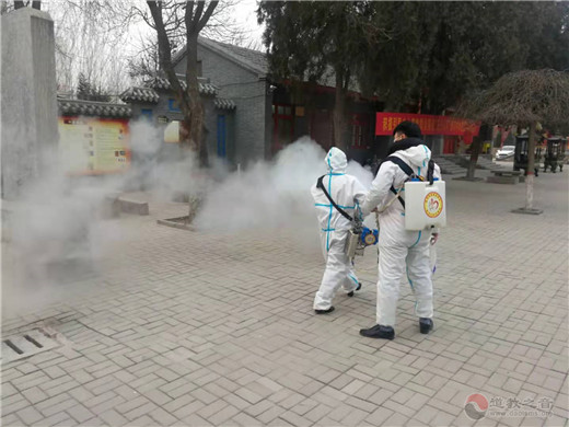 山东省临清市泰山行宫碧霞元君祠全面做好消杀工作筑牢疫情防控防线-道音文化